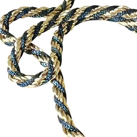 Vintage Trifari Gold Plated & Black Twisted Tope Chain Necklace - Picture 2 of 6